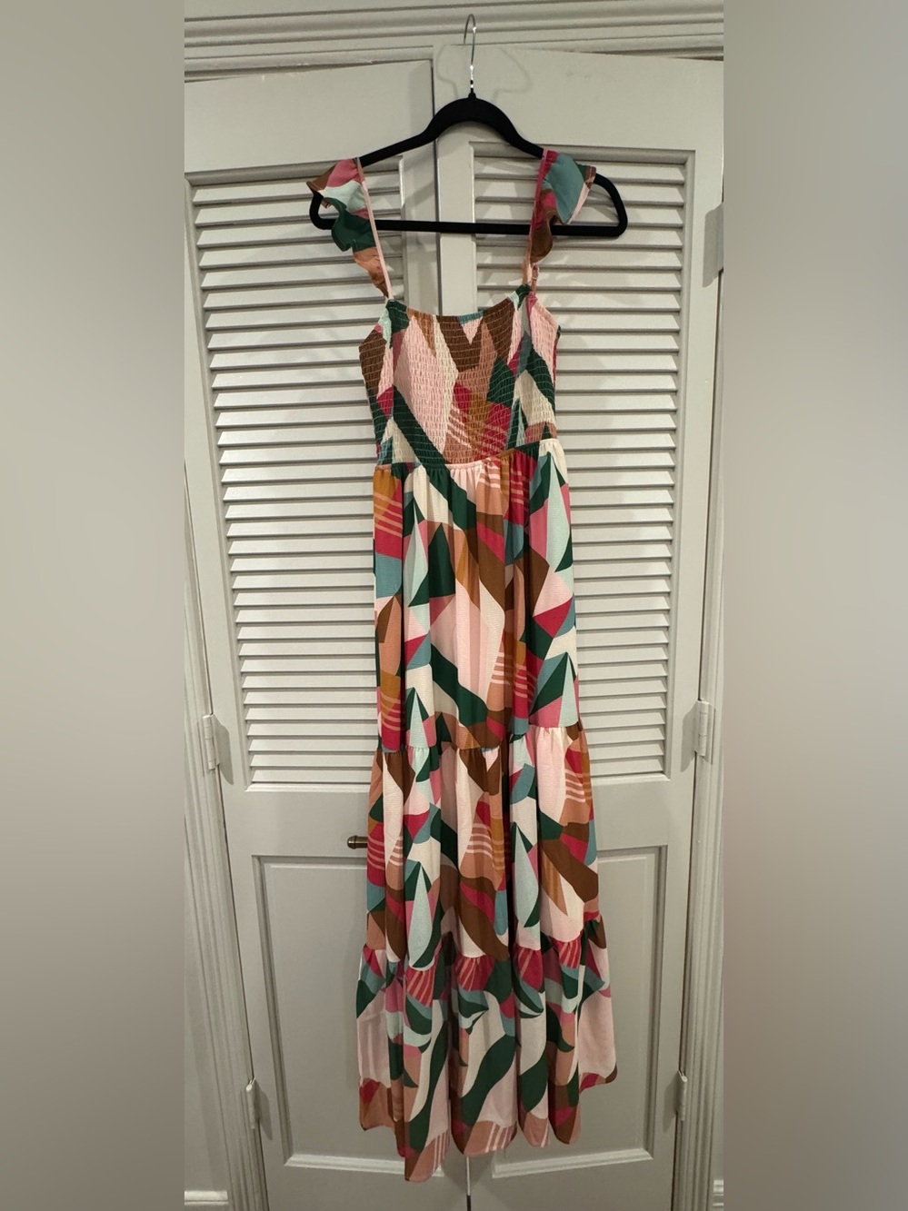SSYS the Label sz MED Multicolor Geometric Tiered Colorful Maxi Dress